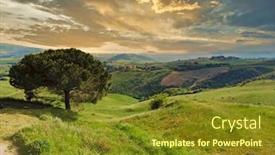  Presentation with tuscany - Audience pleasing PPT theme consisting of impressive-spring-landscape-view backdrop and a tawny brown colored foreground