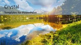  Presentation with earth day - Beautiful PPT theme featuring impressive view of black lake backdrop and a light blue colored foreground
