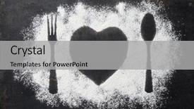  Presentation with shape - Colorful presentation theme enhanced with imprint - spoon fork and plate backdrop and a light gray colored foreground