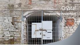  Presentation with prison door - PPT layouts with imprisonment building concept - old prison background and a gray colored foreground