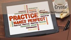  Presentation with educational - Audience pleasing presentation theme consisting of improve feedback - educational concept on a digital backdrop and a coral colored foreground