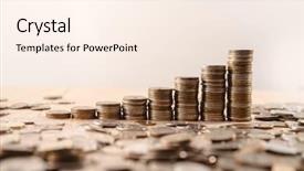  Presentation with stacks of rupee coins - Presentation theme consisting of improve revenue - stacks of coins on wood background and a cream colored foreground