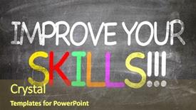  Presentation with skills - Cool new slides with improve your skills written on a chalkboard backdrop and a tawny brown colored foreground