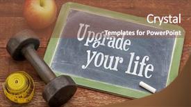  Presentation with barn wood - Beautiful PPT theme featuring self improvement - upgrade your life concept backdrop and a tawny brown colored foreground