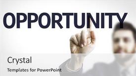  Presentation with business opportunity - PPT theme consisting of improvement initiative - business man pointing to transparent background and a white colored foreground