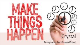  Presentation with marker - PPT layouts having improvement initiative - hand with marker writing make background and a coral colored foreground