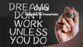  Presentation with dreams - Slides enhanced with improvement initiative - hand writing the text dreams background and a dark gray colored foreground