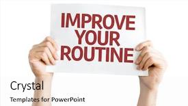  Presentation with skin care natural yellow and white - Cool new presentation theme with improvement initiative - improve your routine card isolated backdrop and a white colored foreground