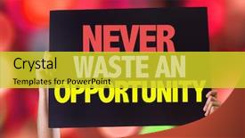  Presentation with waste - Presentation theme with improvement initiative - never waste an opportunity card background and a yellow colored foreground