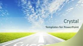  Presentation with asphalt road - Slide deck consisting of improvement journey - asphalt road through the green background and a  colored foreground