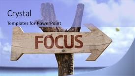  Presentation with focus - Beautiful presentation theme featuring improvement journey - focus sign with a beach backdrop and a light blue colored foreground