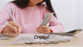  Presentation with philippine money - Theme consisting of impuestos - woman counting the money background and a  colored foreground