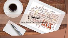  Presentation with taxes - PPT layouts with impuestos locales - cloud of words related background and a coral colored foreground