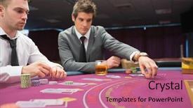  Presentation with casino - Slides enhanced with ims - man placing bet im poker background and a  colored foreground