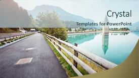  Presentation with tower - Amazing presentation design having ims - old bell tower of curon backdrop and a sky blue colored foreground