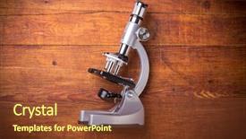  Presentation with microscope - Presentation enhanced with imunologia - microscope on table for vintage background and a tawny brown colored foreground
