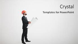  Presentation with healthy workplace full length side view - Amazing PPT theme having in a hard hat backdrop and a white colored foreground