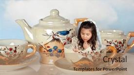  Presentation with tea party - Audience pleasing PPT layouts consisting of in alice in wonderland backdrop and a coral colored foreground