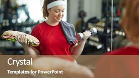  Presentation with cute sandwich - Audience pleasing presentation design consisting of in gym difficult decision backdrop and a coral colored foreground