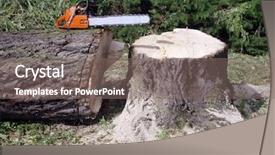  Presentation with chainsaw - Slides having powertools - inactive chainsaw on a big background and a gray colored foreground