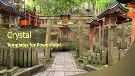  Presentation with kyoto - Audience pleasing theme consisting of inari shrine in kyoto japan backdrop and a tawny brown colored foreground