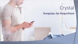  Presentation with ironing - Presentation theme consisting of inattentive-husband-burning-clothing background and a sky blue colored foreground