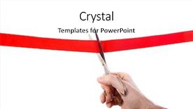  Presentation with new beginnings - Slides featuring inaugration - cutting the red ribbon background and a pink colored foreground