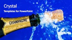  Presentation with champagne - Presentation theme having inaugration - corks and champagne bottle background and a cobalt blue colored foreground