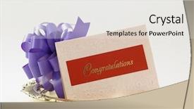  Presentation with congratulation - Cool new presentation theme with inaugration - purple ribbon bow backdrop and a white colored foreground