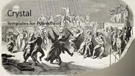  Presentation with journal - Presentation design enhanced with inauguration night ball aboard la ligne ship created by worms after theil published on l'illustration journal universel paris 1858 background and a light gray colored foreground