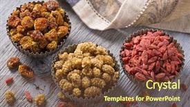  Presentation with inca - PPT theme with inca - dried mulberries physalis and goji background and a tawny brown colored foreground