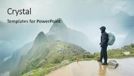  Presentation with unesco - PPT theme featuring incaico - machu picchu a unesco world background and a sky blue colored foreground