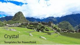  Presentation with inca machu picchu peru view - Beautiful presentation theme featuring incaico - machu picchu a unesco world backdrop and a yellow colored foreground