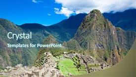  Presentation with world heritage - Theme having incaico - machu picchu a unesco world background and a ocean colored foreground