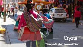  Presentation with city people walking - Amazing presentation theme having incaico - peruvian people in city street backdrop and a gray colored foreground
