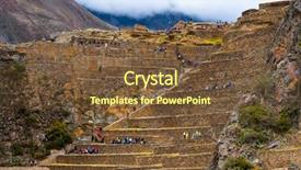  Presentation with tourists - Colorful slide deck enhanced with incaico - tourists on the stony walls backdrop and a tawny brown colored foreground