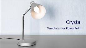  Presentation with poster on white wall above - Audience pleasing PPT theme consisting of incandescent - stylish table lamp near white backdrop and a sky blue colored foreground