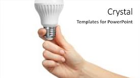  Presentation with hand holding puzzle piece - Slide deck consisting of incandescent - woman hand holding bulb isolated background and a white colored foreground