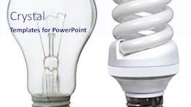  Presentation with light bulbs - PPT theme with incandescent and fluorescent energy saving light bulbs background and a sky blue colored foreground