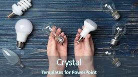  Presentation with led light - PPT theme enhanced with incandescent lamp near different light background and a ocean colored foreground