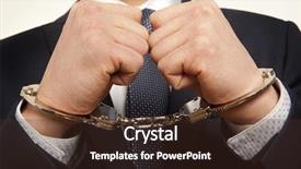 Presentation with handcuffed - Amazing slide deck having arrested business man handcuffed hands backdrop and a tawny brown colored foreground