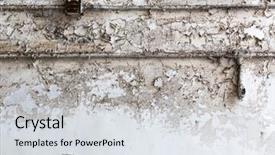  Presentation with grungy white concrete wall - Beautiful slide deck featuring grunge brick wall with wiring backdrop and a sky blue colored foreground