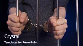  Presentation with steel - Beautiful slide set featuring incarceration - hands of the prisoner backdrop and a wine colored foreground