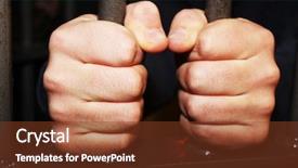  Presentation with prison bars - Amazing presentation design having black male prison - man behind jail bars reaching backdrop and a tawny brown colored foreground