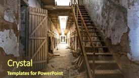  Presentation with prison door - Slides with old prison corridor background and a tawny brown colored foreground