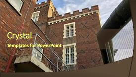  Presentation with building security - PPT theme consisting of prison building exterior security background and a tawny brown colored foreground
