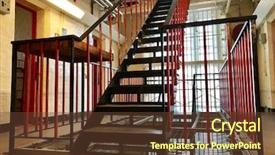  Presentation with prison door - Audience pleasing slides consisting of prison stairs backdrop and a tawny brown colored foreground