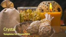  Presentation with white flowers - Beautiful theme featuring incense candle and linden flowers backdrop and a tawny brown colored foreground