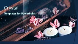  Presentation with incense - Audience pleasing PPT layouts consisting of incense-stick-aroma-with-smoke backdrop and a navy blue colored foreground