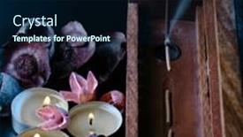  Presentation with wooden stick - Slide deck featuring incense-stick-aroma-with-smoke background and a navy blue colored foreground